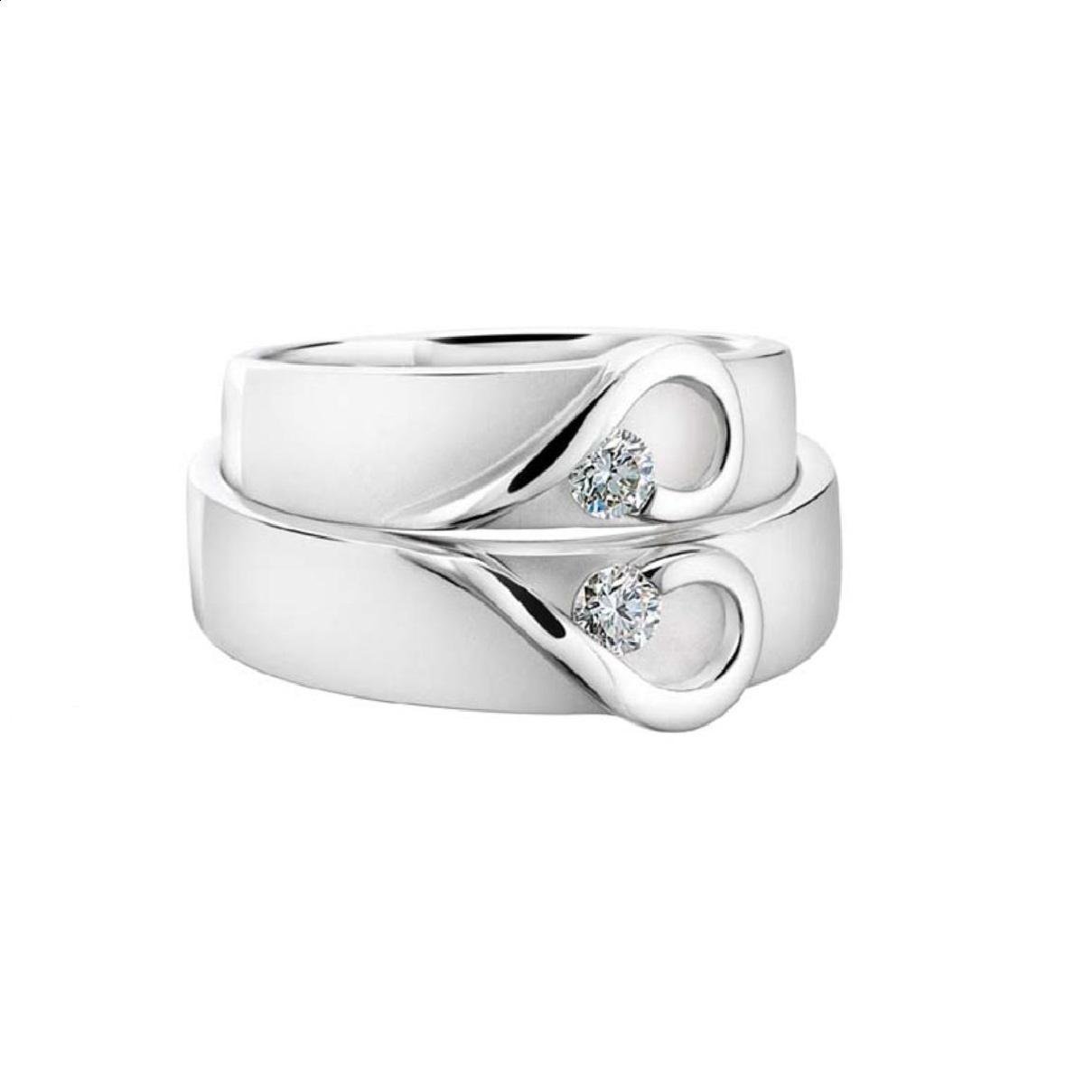 His And Hers Platinum Heart Wedding Bands