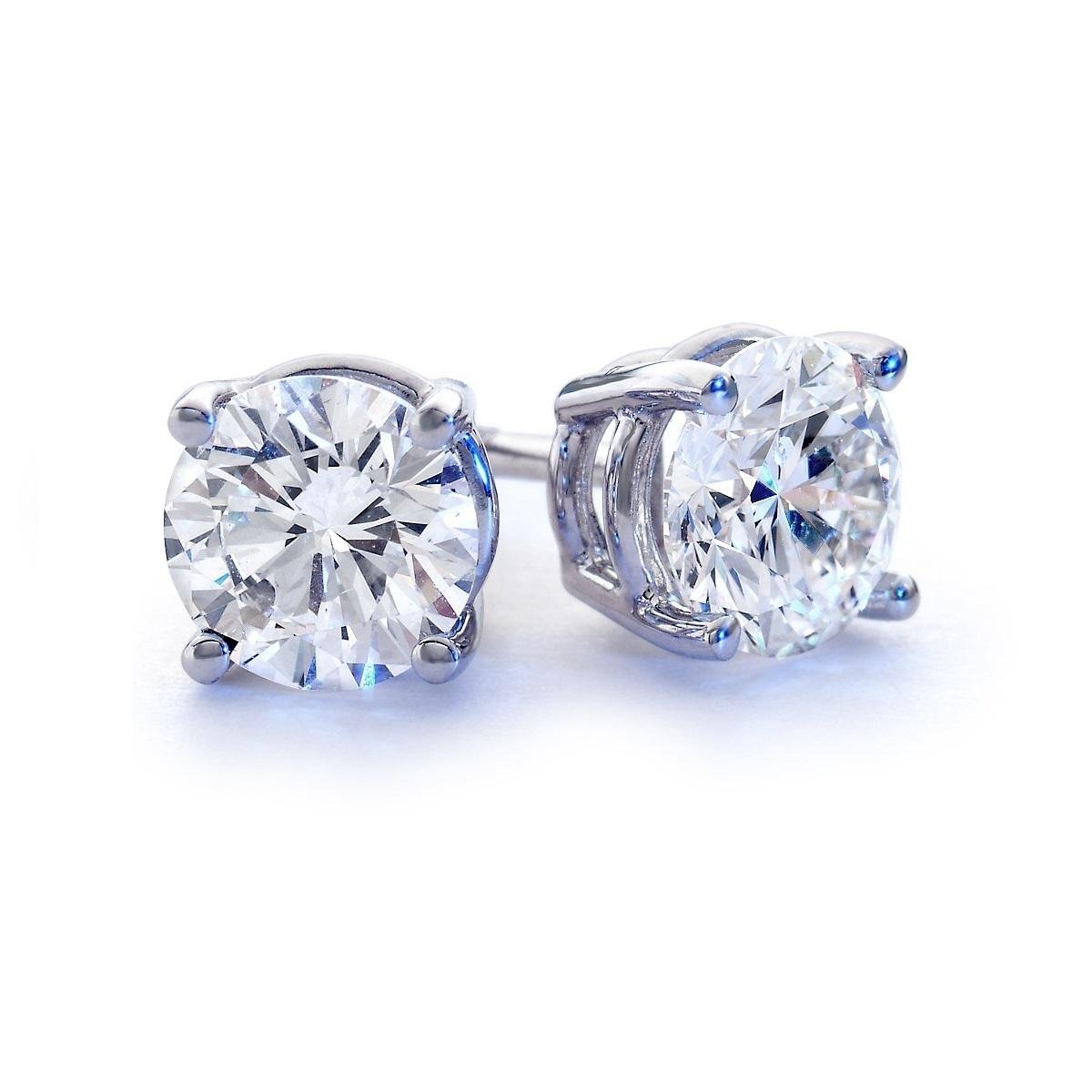 Sterling Silver Round Swarovski Stud Earrings
