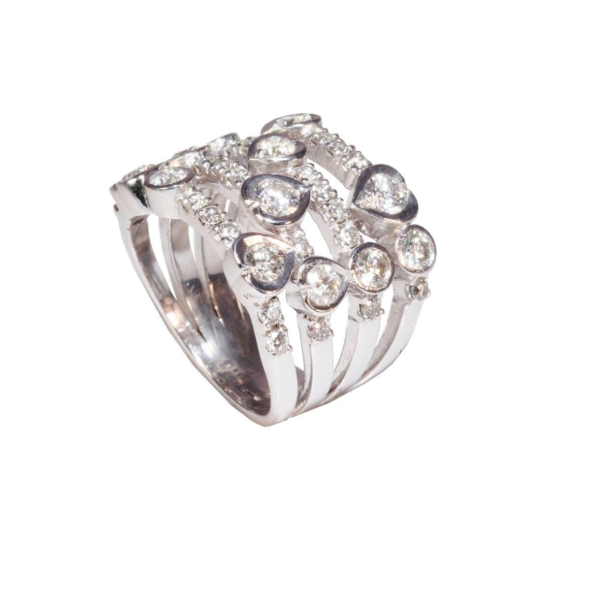 White Gold Diamond Waterfall Ring