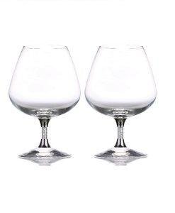 Pair of Swarovski Crystal Filled Stem Brandy Glasses