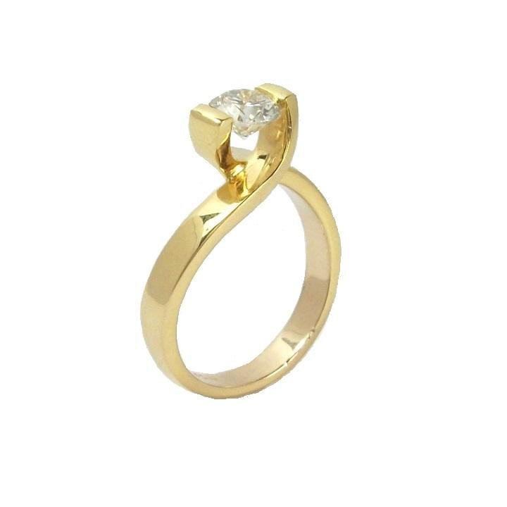 18ct Yellow Gold Floating Diamond Solitaire Ring