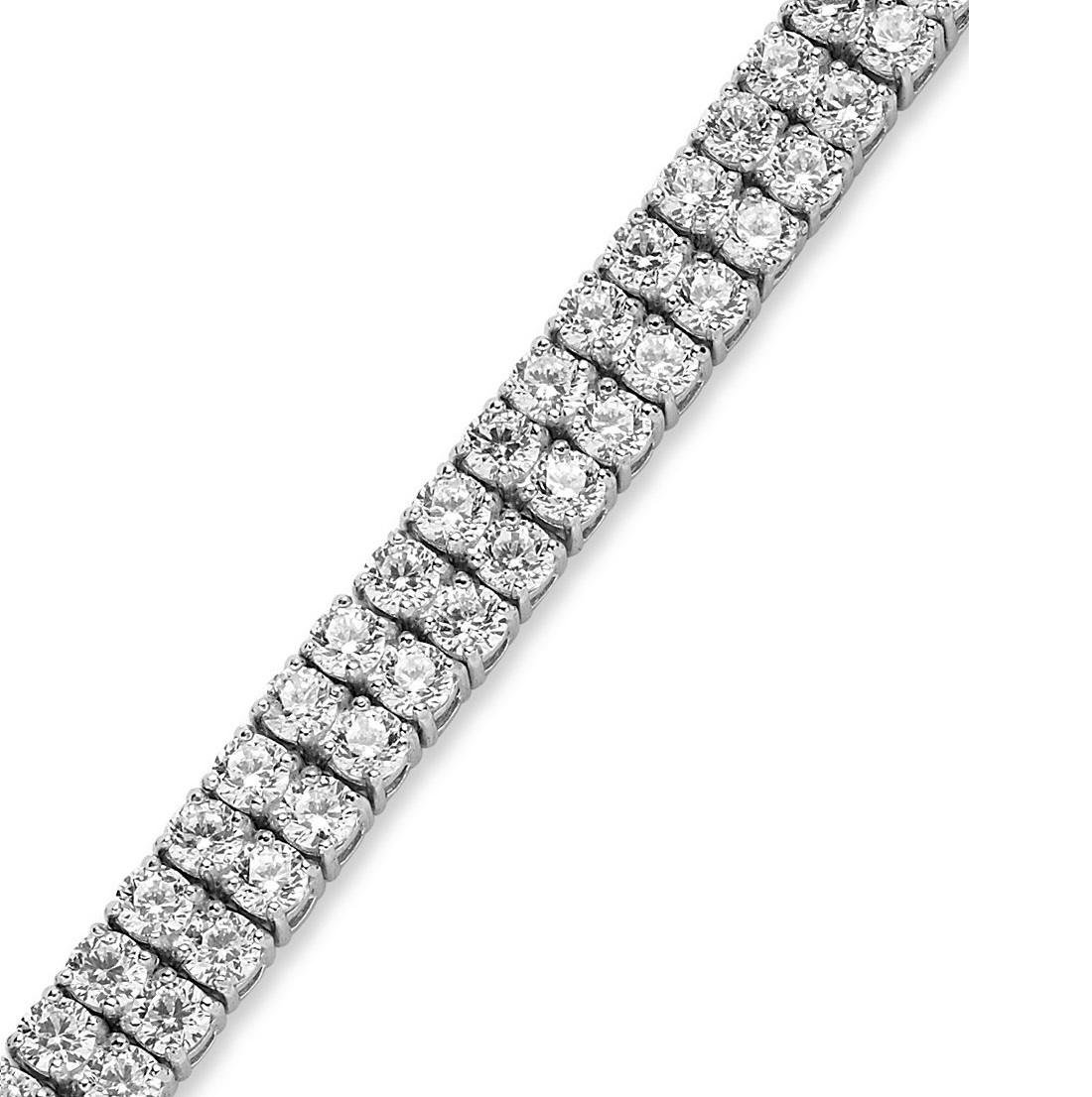 Silver Plated 2-Row Diamante Tennis Bracelet