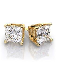 9ct Yellow Gold Square Swarovski Stud Earrings