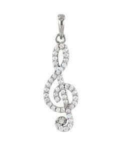 Silver Treble Clef Musical Note Necklace
