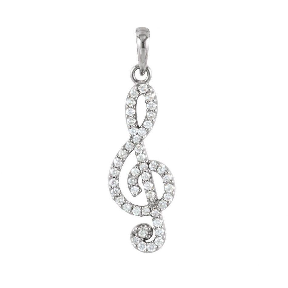 Silver Treble Clef Musical Note Necklace