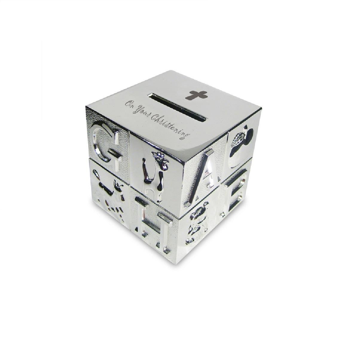 "On Your Christening" Silver Plated ABC Money Box | Keepsake Gift
