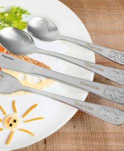 Sterling Silver 925 4 Piece Teddy Christening Cutlery Set