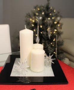 Black Mirrored Glass Candle Plate filled with Swarovski Crystals