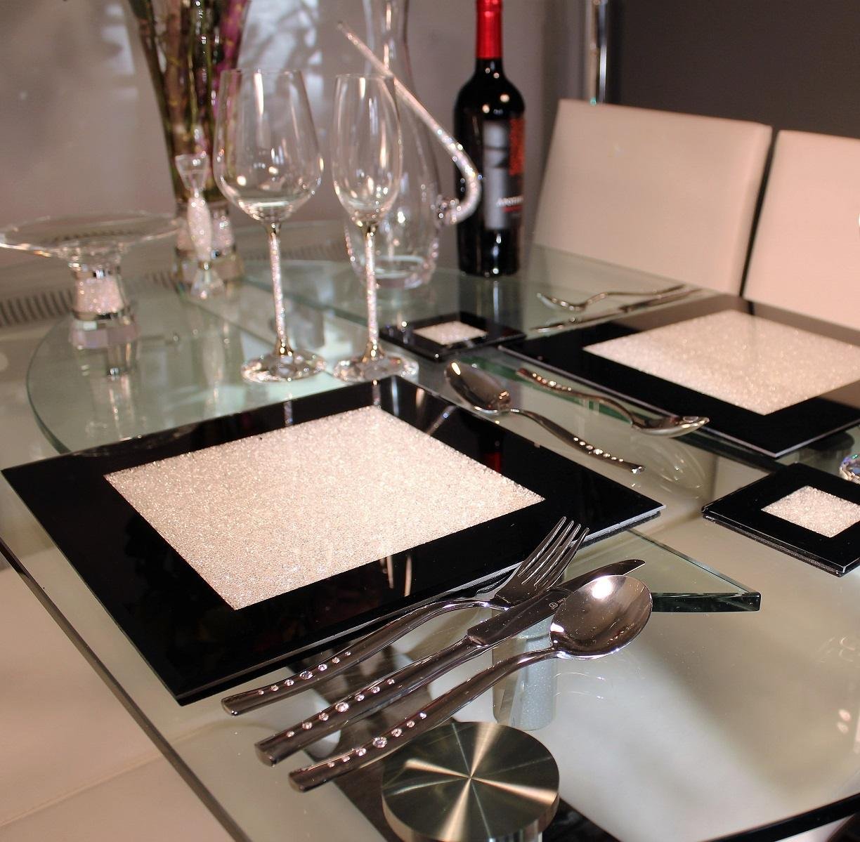 Swarovski Crystal Filled Black Place Mat Set