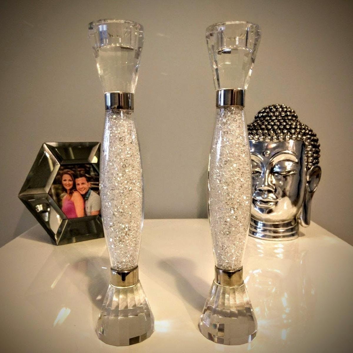 Pair of Candle Stick Holders with Swarovski Crystals