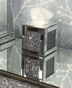 Tuscany Mirrored Tissue Box with Swaroski Crystals Cube