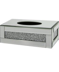 Tuscany Mirrored Tissue Box with Swaroski Crystals Medium