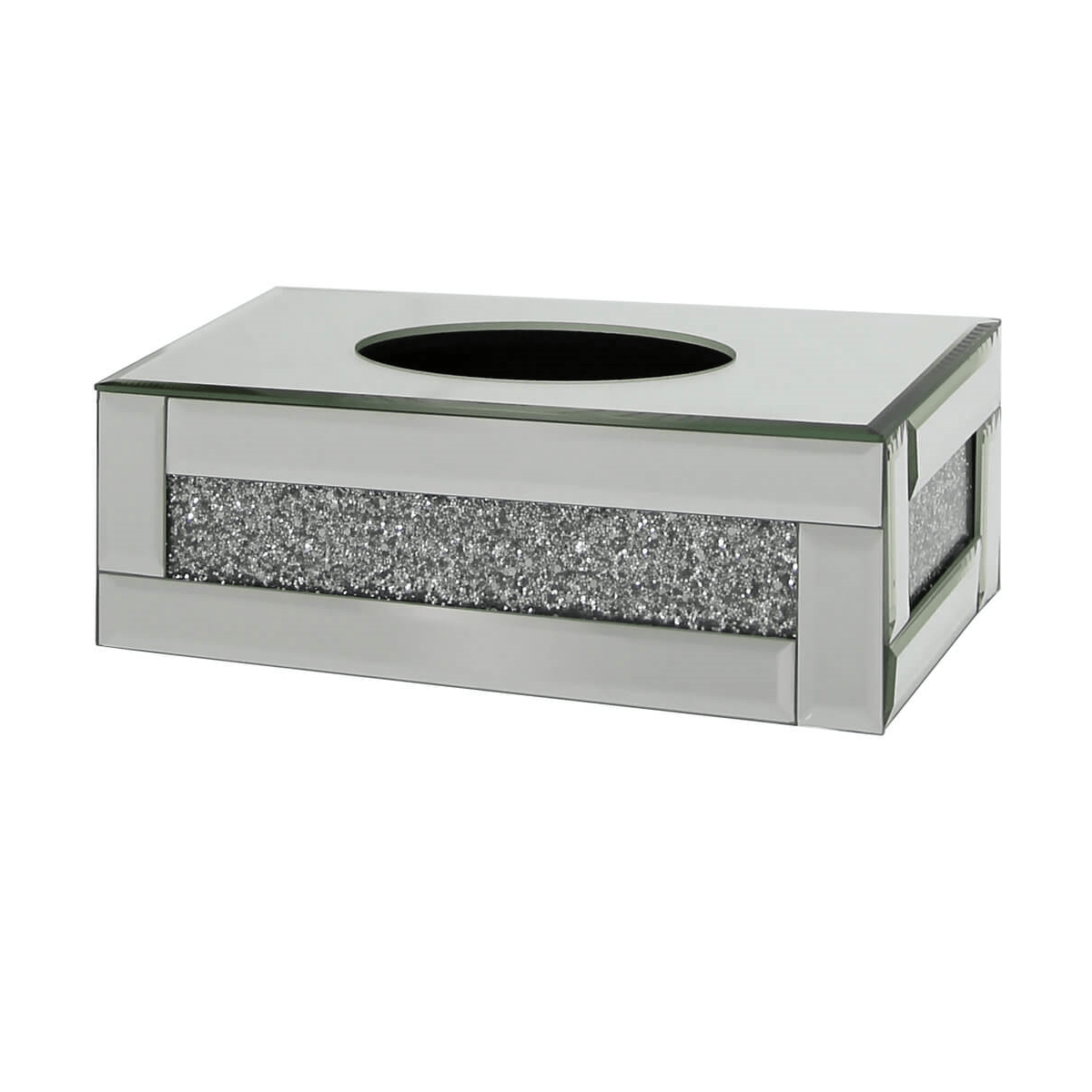 Tuscany Mirrored Tissue Box with Swaroski Crystals Medium