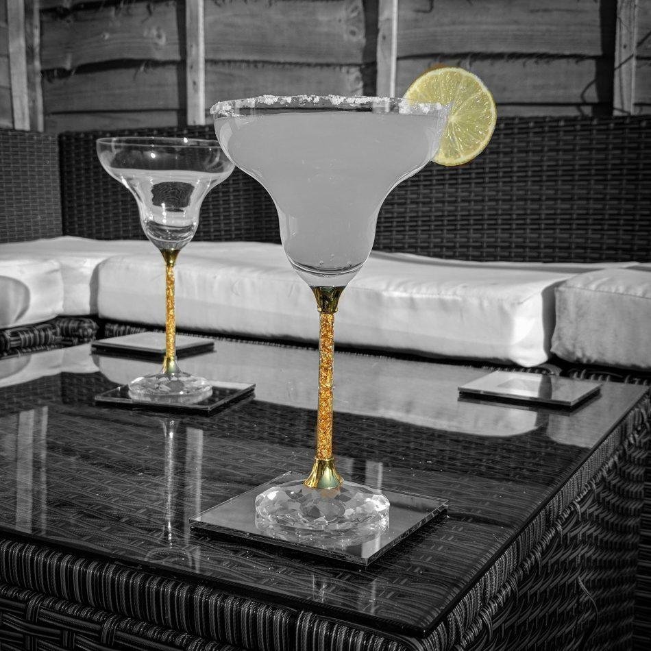 Pair of 24ct Gold Filled Stem Margarita Glasses