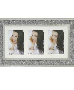 Horizontal Triple Aperture Swarovski Crystal Filled Photo Frame
