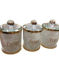 Tea Coffee Sugar Canister Set Storage Jar with Swarovski Crystals
