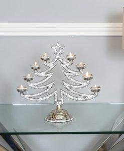 Tall Christmas Tree Centrepiece 8 Tealight Holder with Swarovski Crystals