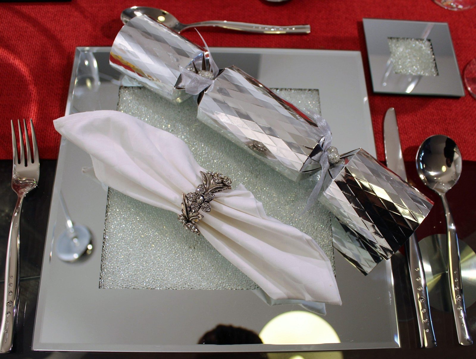 Swarovski Crystal Filled Mirrored Christmas Placemat Set