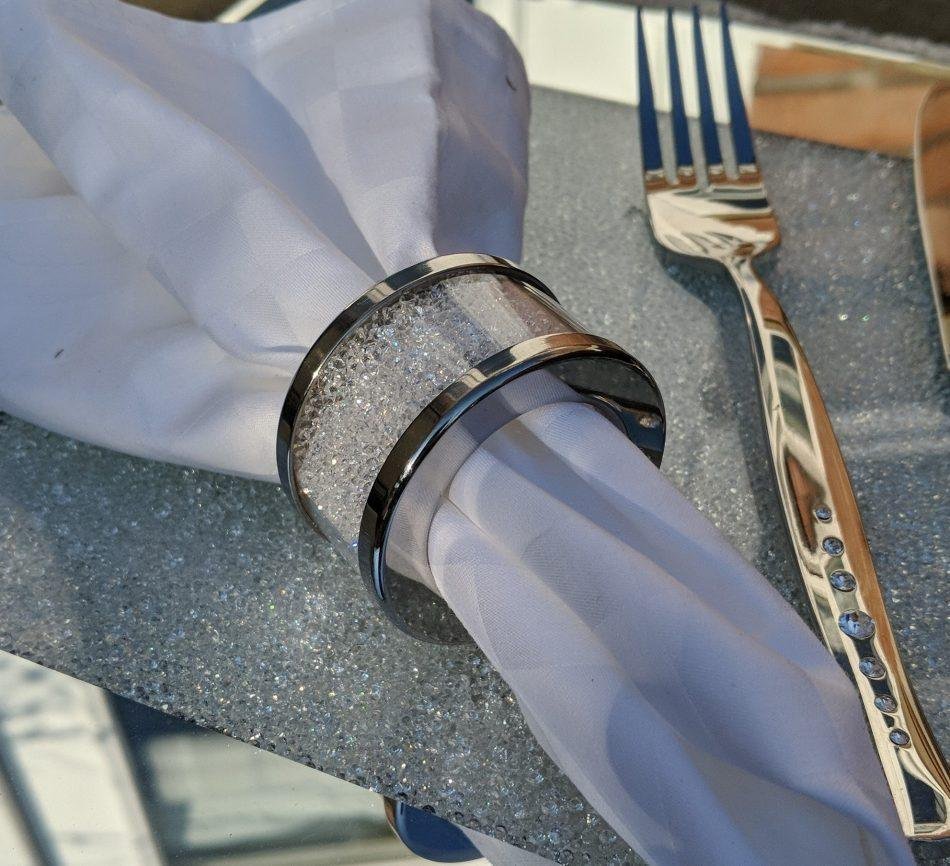 Set Of Napkin Rings Filled With Swarovski Crystal Elements