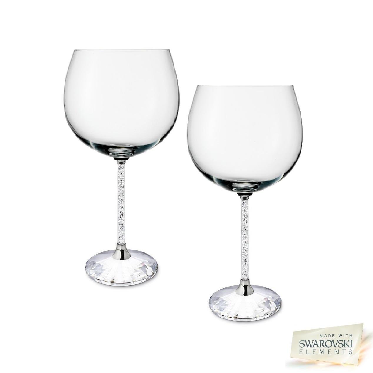 Pair of Swarovski Crystal Filled Stem Gin Glasses