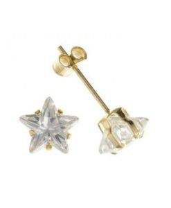 9ct Gold Star Shaped Swarovski Stud Earrings