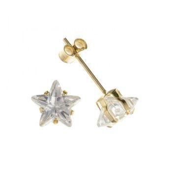 9ct Gold Star Shaped Swarovski Stud Earrings