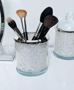 Bathroom Storage Jar with Swarovski Crystals Cotton Wool Make Up Brush Holder