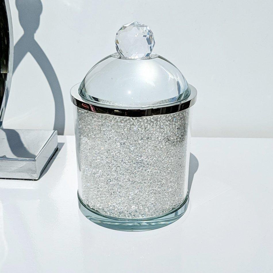Bathroom Storage Jar with Swarovski Crystals Cotton Wool Make Up Brush Holder Bathroom Storage Jar with Swarovski Crystals Cotton Wool Make Up Brush Holder