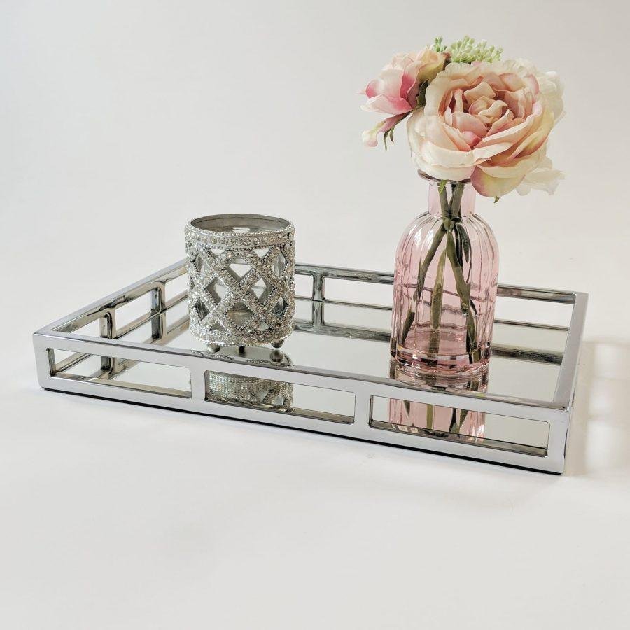 Rectangular Stainless Steel Serving Tray by Diamond Affair