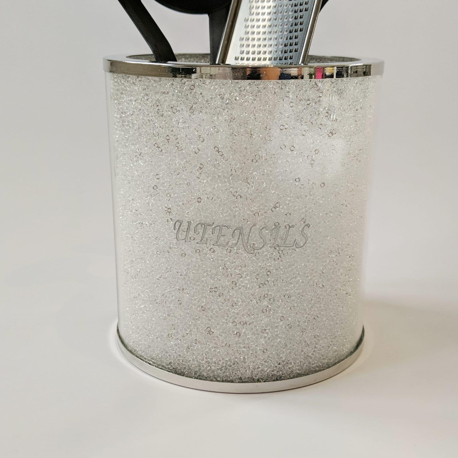 Swarovski Crystal Filled Utensils Jar 3 Swarovski Crystal Filled Utensils Storage Jar by Diamond Affair