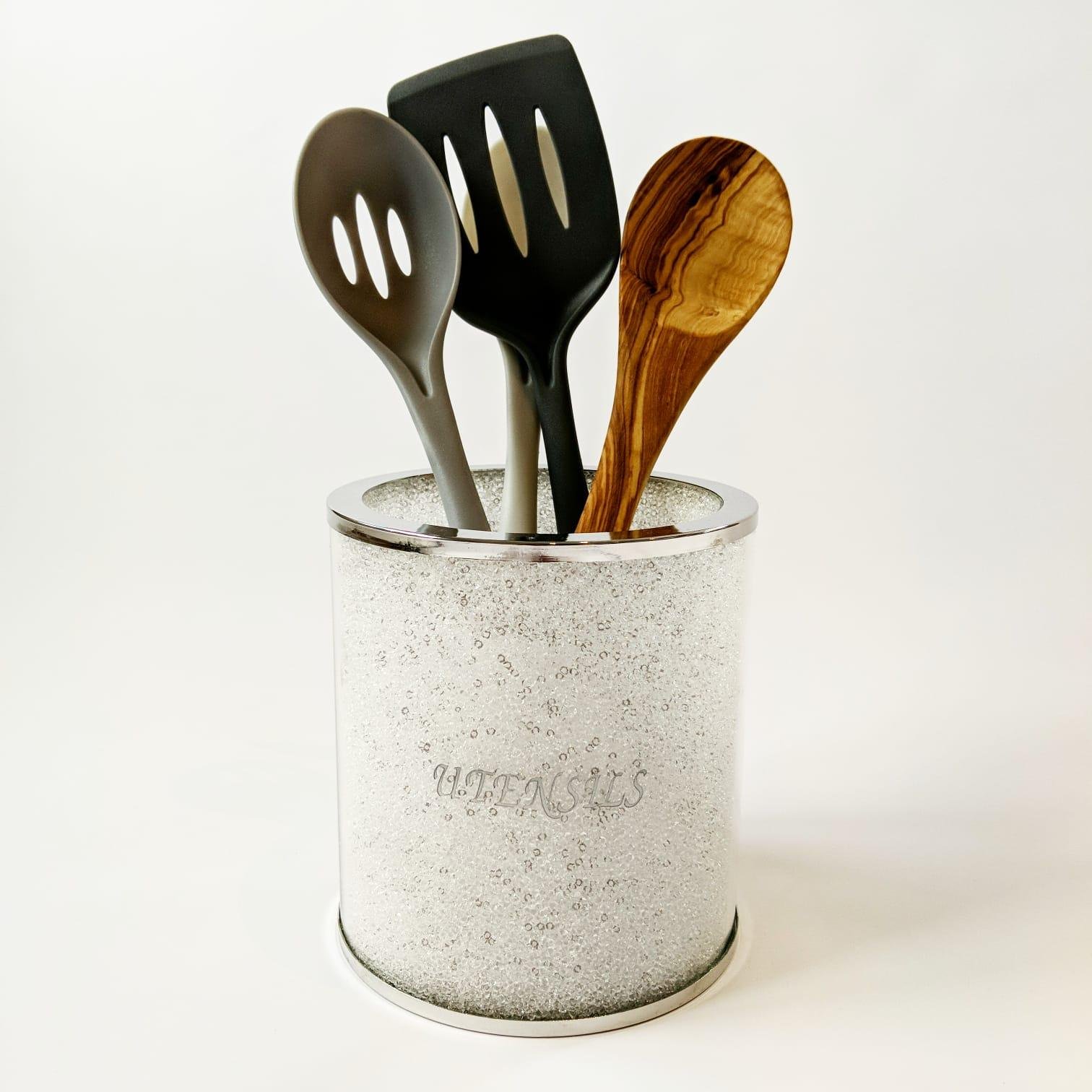 Swarovski Crystal Filled Utensils Storage Jar by Diamond Affair