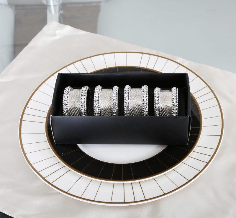 Set Of Napkin Rings With Swarovski Crystal Elements