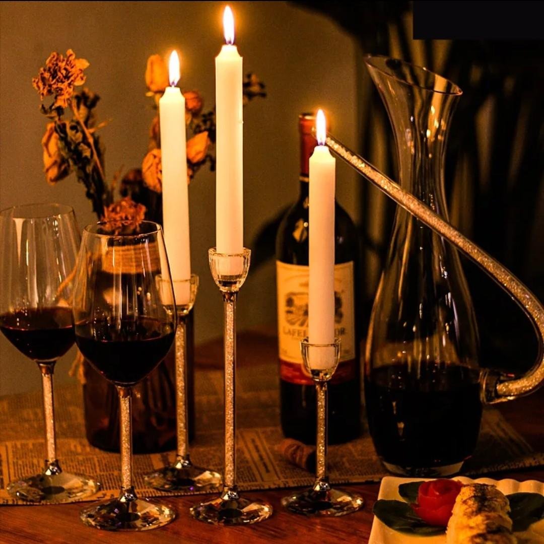Set of 3 Swarovski Crystal Filled Stem Candle Stick Holders
