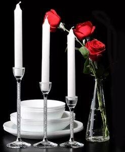 Set of 3 Swarovski Crystal Filled Stem Candle Stick Holders