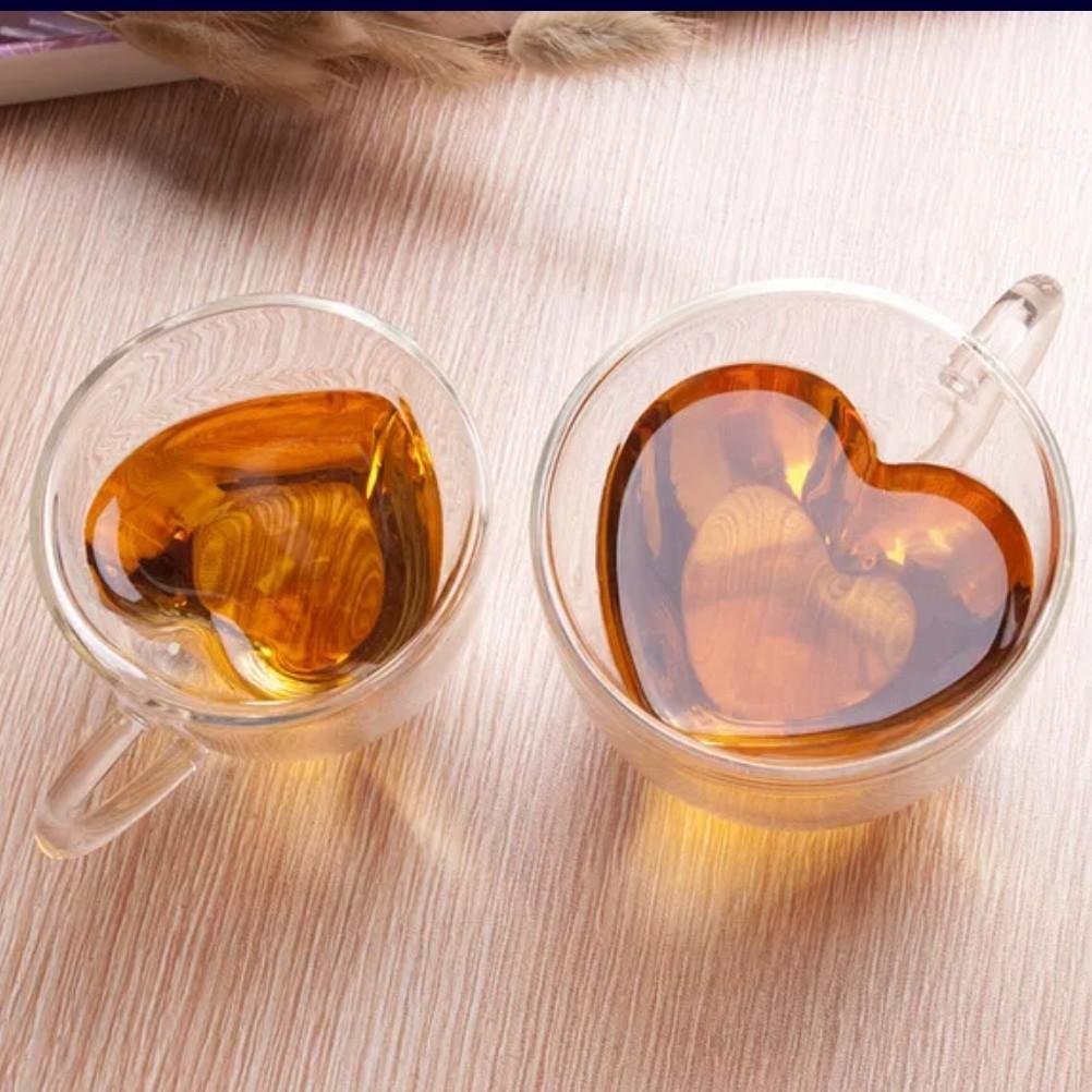 Double Wall Heart Shaped Tea Coffee Mug