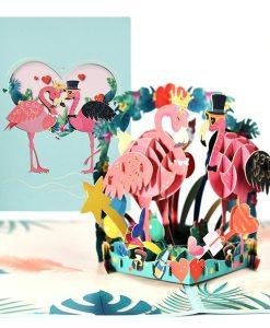 Pop Up 3D Flamingo Blank Greeting Card