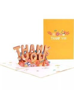Pop Up 3D Thank You Card Orange