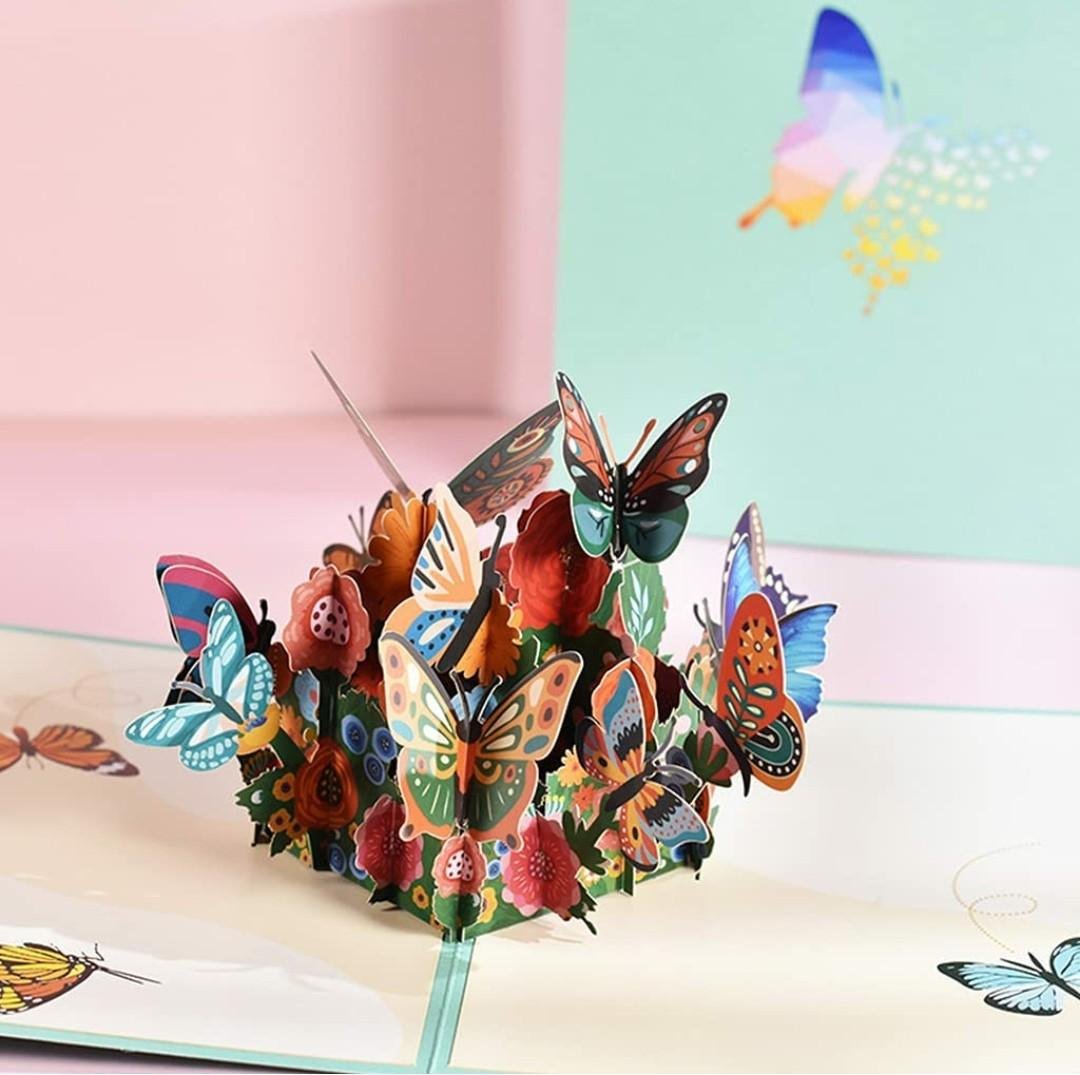 Pop Up 3D Butterflies Blank Greeting Card