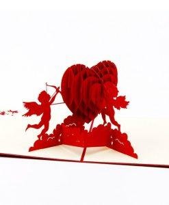 Pop Up 3D Laser Cut Red Cupid Card