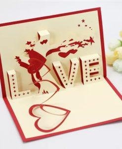 Pop Up 3D Laser Cut Red Love Tree Card