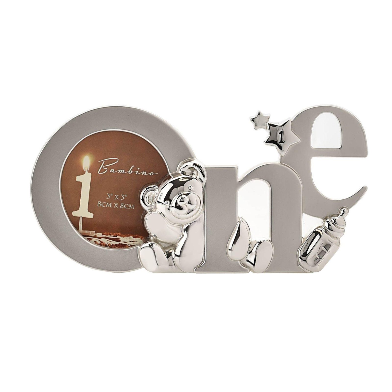 First Birthday Silver Effect Photo Frame - 'One'