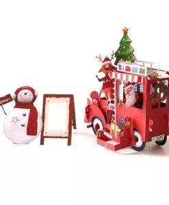 Pop Up 3D Laser Cut Christmas Santa Van Greeting Card