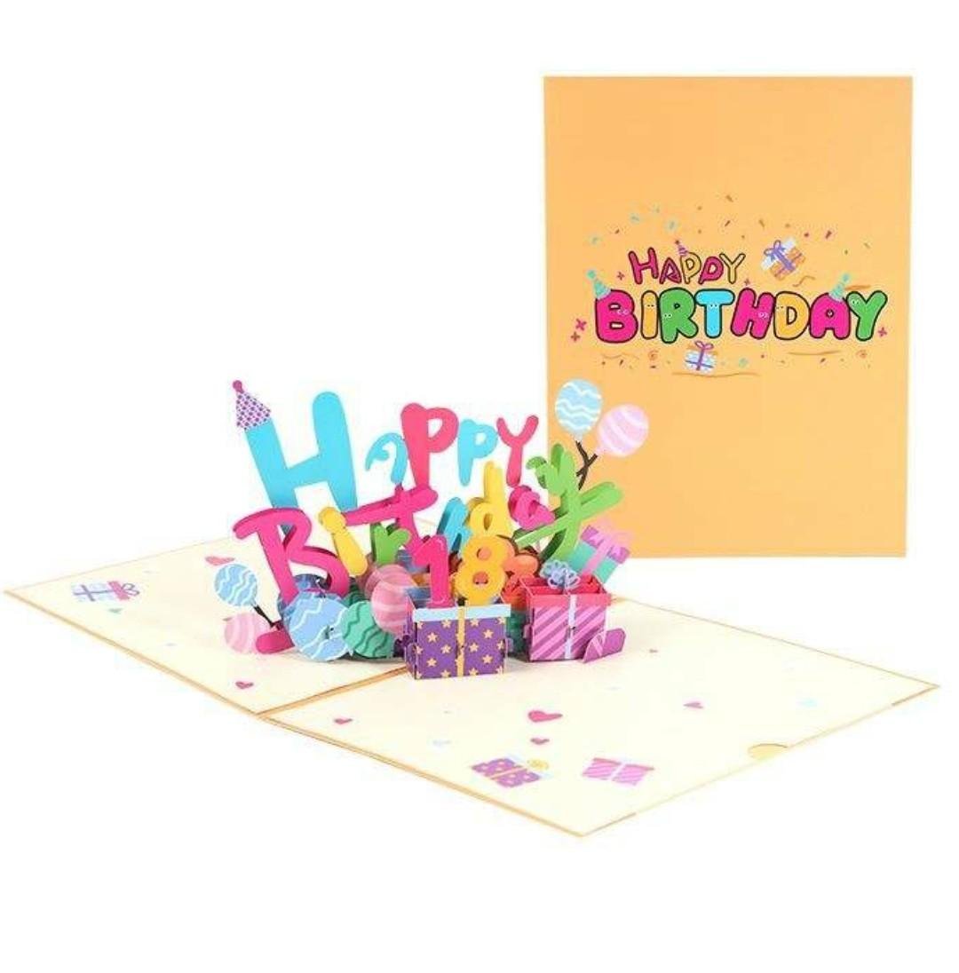Pop Up 3d "Happy Birthday" Card with personalised numbers