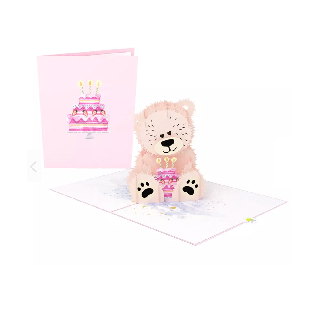 Pop Up 3D Pink Birthday Bear Card