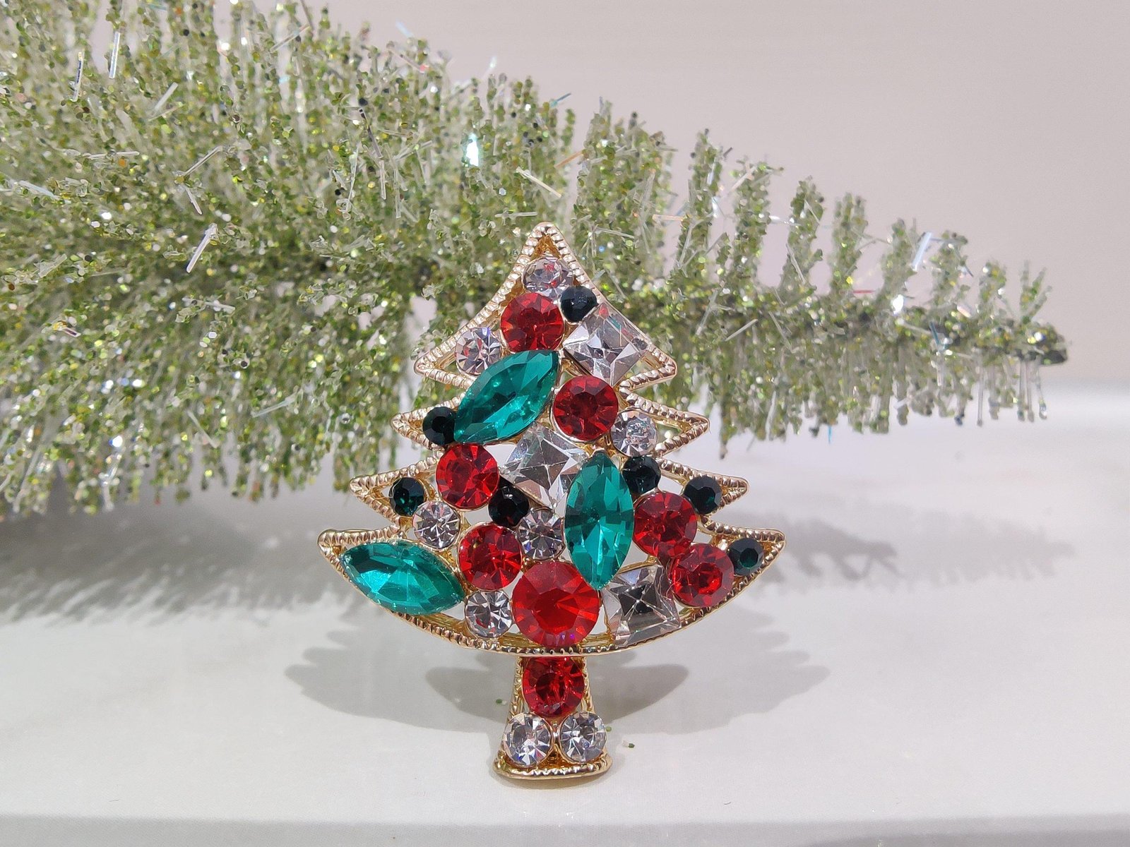 Diamante Christmas Tree Pin Brooch