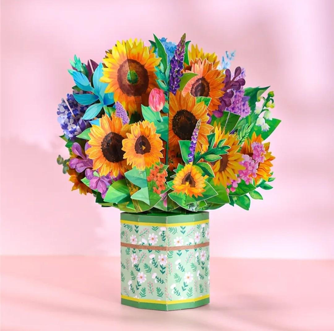 Pop Up 3D Card Bouquet Of Sunflowers