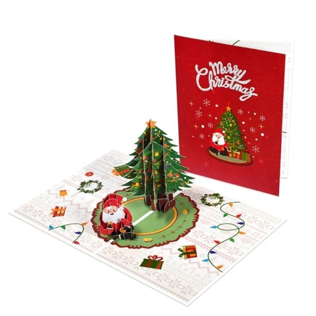 Pop Up 3D Santa Christmas Tree Card
