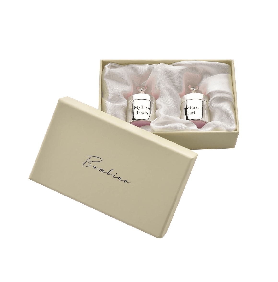 Baby Girl Silverplated First Tooth & Curl Gift Set - Pink