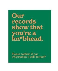 FRG202 You're a Knobhead Blank Greeting Card