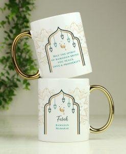 Personalised Eid and Ramadan Gold Handled Mug